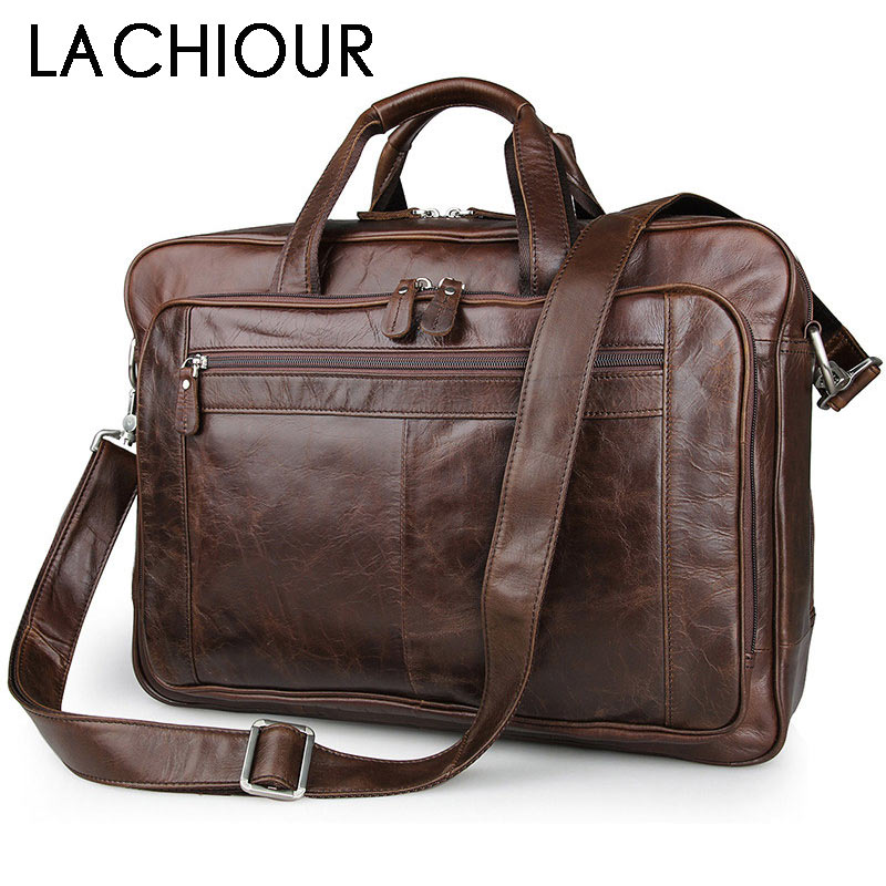 Leather Briefcase - LACHIOUR Genuino Sacchetto Degli Uomini Del